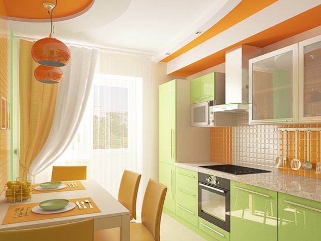 Яркие насыщенные цвета кухонной мебели