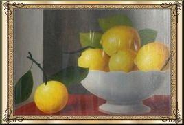 картина на кухню «Ваза с лимонами» масло, холст. размер 50 на 60 см